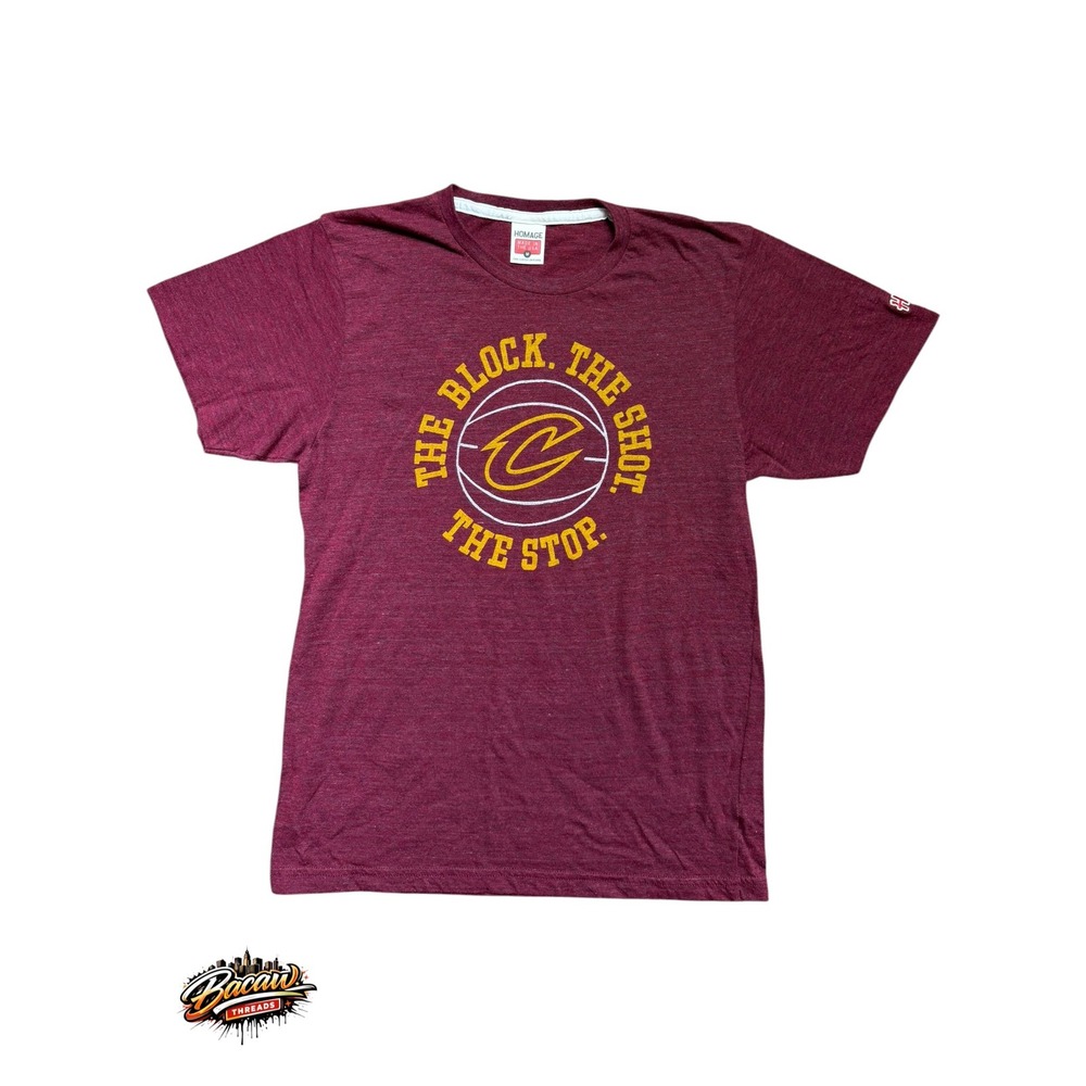 Homage Cleveland Cavaliers The Block The Shot The Stop T-Shirt Mens M Maroon